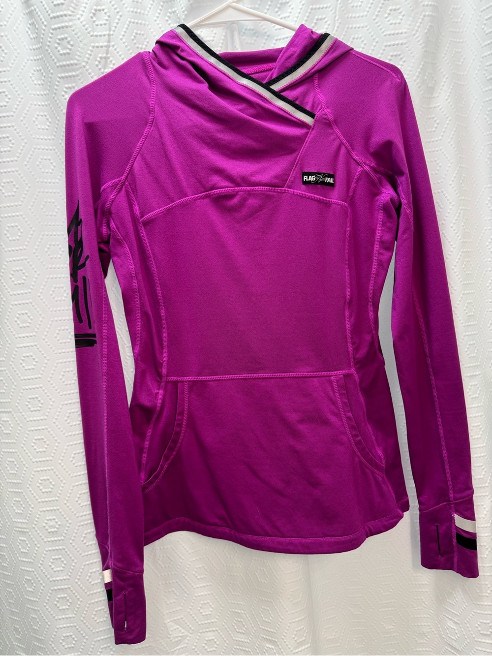 flag nor fail Women's Magenta Pullover Hoodie with Hood Trim